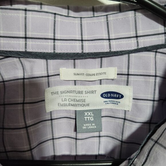 Old Navy Slim Fit Signature Shirt Mens Size XXL Button Front Plaid Long Sleeve - Picture 3 of 4